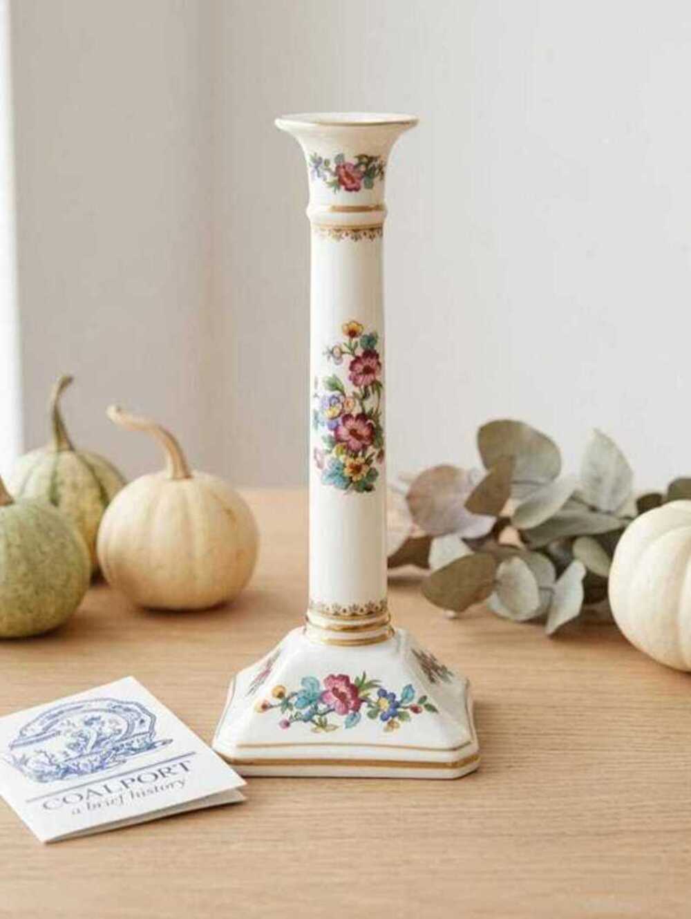 Original Coalport Vintage Bone China Candlestick with Floral Design and Box